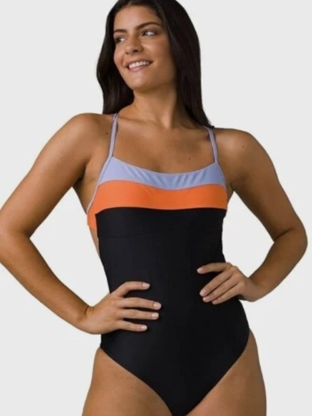 PrAna Lurisia Black Striped Women's One Piece Swimsuit Size XL